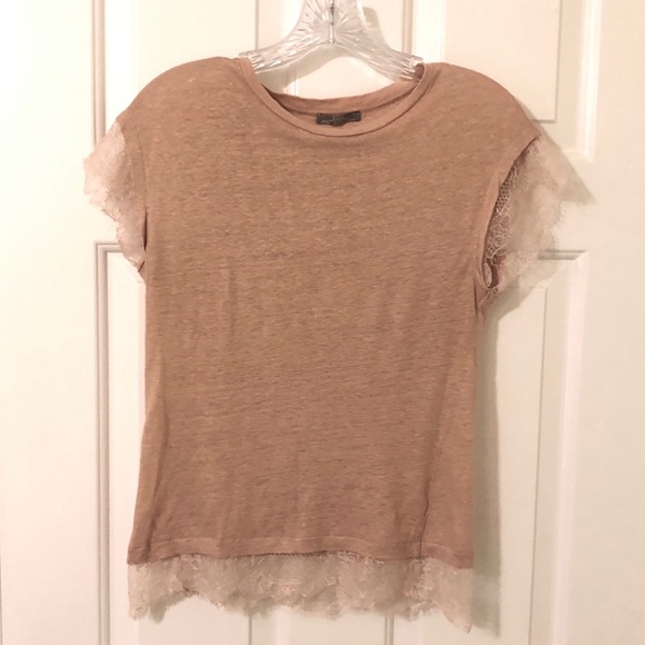 ZARA Blush Lace Trim Top - Picture 3 of 8